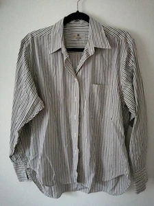 Aquascutum Green Blue White Stripe Shirt L - Picture 1 of 5