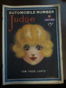 Judge Magazine January 1924 Automobile Number Dim Those Lights Blonde Deco 55