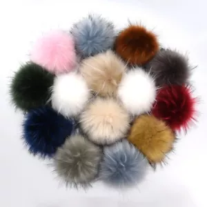 14 colors 6" Real Raccoon Fur Pompom Ball W Snap Button Hat Cap DIY Accessories - Picture 1 of 51