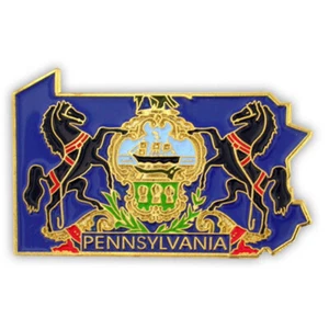 PinMart's State Shape of Pennsylvania and Pennsylvania Flag Lapel Pin - Picture 1 of 3