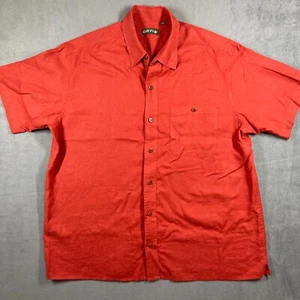 Orvis Hemp Tencel Blend Men’s Short Sleeve Button Up Shirt Large Orange Red - Picture 1 of 8