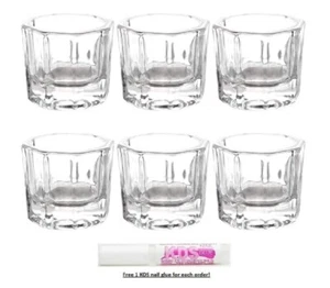 6 pcs Nail Art Acrylic Crystal Cup No-Cover Liquid Powder Glass Dappen Dish Bowl - Picture 1 of 2