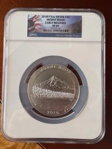 2010 P 5 OZ SILVER 25C MOUNT HOOD NGC EARLY RELEASE SP 69 - Picture 1 of 2