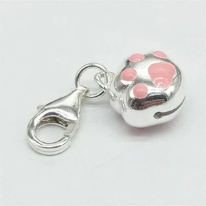 925 Sterling Silver Paw Print Bell Charm for Bracelet Necklace Clip On Charm - Picture 1 of 5