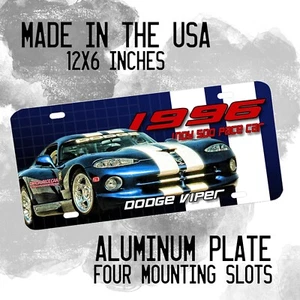 1996 Viper Indy 500 Pace Classic Car Design Aluminum License Plate - Picture 1 of 5