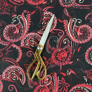 Red Floral Paisley Crinkle Georgette Material Sheer Chiffon Dress Fabric 44" - Picture 1 of 1