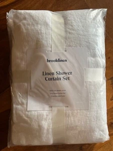 NWT Brooklinen Linene Shower Curtain Set White, Orginal Package - Picture 1 of 6