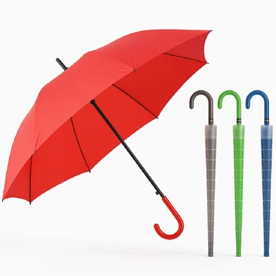 Kit 4 Ombrelli Automatici Manico Curvo e Custodia Antigoccia Colori Assortiti - Immagine 1 di 4