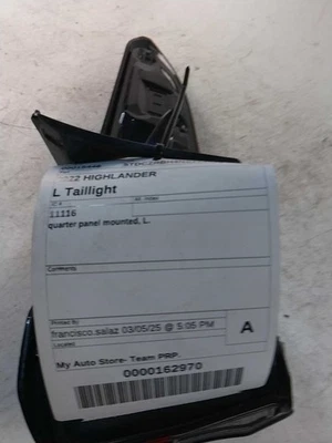 Driver Tail Light Quarter Panel Mounted Fits 20-23 HIGHLANDER 405652 - Image 1 of 3