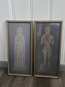 Vintage Brass Rubbings Of Sir Henry And Margaret Paris - Picture 1 of 9