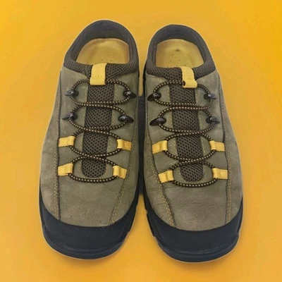 Zuecos Cole Haan NikeAir Salem impermeables de cuero nobuck amarillo y verde oliva 7B Foto 1 de 4