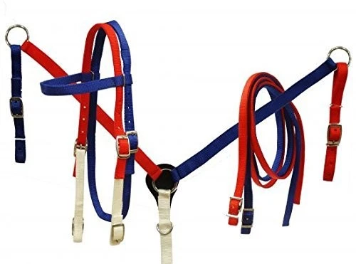 Showman Red, White & Blue Nylon Headstall & Breast Collar Set - Image 1 of 1