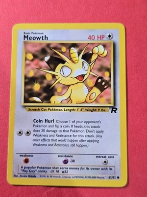 2000 Pokemon Team Rocket Unlimited #62 Meowth, C, NF/H, cds1 - Image 1 of 3