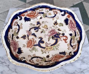 Vintage Masons Ironstone Blue Mandalay Large 11" Oval Serving Bowl Hand Painted - Picture 1 of 4