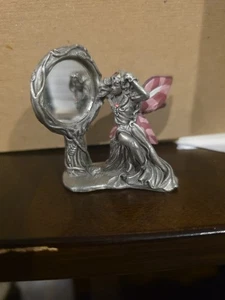 Vintage 1992 Gallo-Ridolfi Zinn Fee Figur mit Edelstein Spiegel 2 1/4"T - Bild 1 von 5