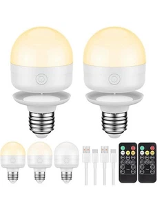 2Packs E26 Rechargeable Light Bulbs with Remote Control Timer and 3 Color Tem... - Picture 1 of 8