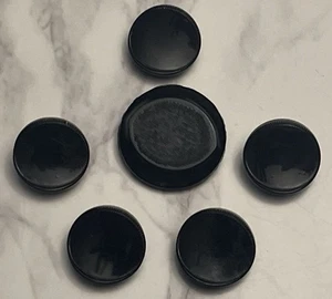 Vintage 6 Czech Black Glass Buttons Button Lot 141-12 - Picture 1 of 7