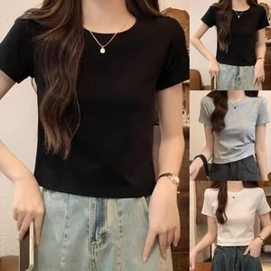 Fashion Basic Damen einfarbige Kurzarm T-Shirts für Sommeraktivitäten - Bild 1 von 20