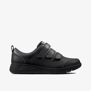 Clarks Boys Scape Sky Youth Black Leather School Shoes,Riptape Leather School - Picture 1 of 6