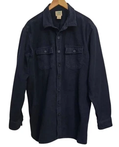 L.L. Bean Men’s XXL Tall Flannel Shirt Navy Blue Long Sleeve Button Front Cotton - Picture 1 of 4
