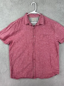 Bruno Shirt Mens XL Pink Short Sleeve Button Up Linen Blend Casual Summer Pocket - Picture 1 of 8