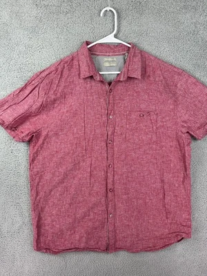 Bruno Shirt Mens XL Pink Short Sleeve Button Up Linen Blend Casual Summer Pocket - Image 1 of 4