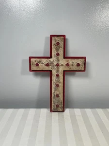 Vintage Glolite Cross Crucifix Metal Lighted Tree Topper Noma Patriotic - Picture 1 of 6