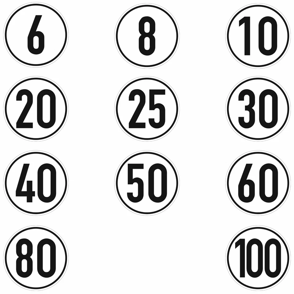 EIGENE HERSTELLUNG Geschwindigkeitsschild, Geschwindigkeitsaufkleber 20cm Durchmesser nach Anfor...