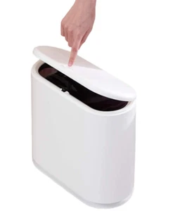 10 Liter Rectangular Plastic Trash Can Wastebasket with Press Type Lid - Picture 1 of 7