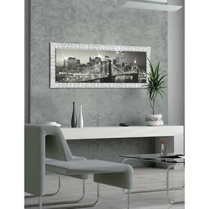 Artitalia Quadro materico moderno con cornice argento glitterato con strass 154x - Foto 1 di 2