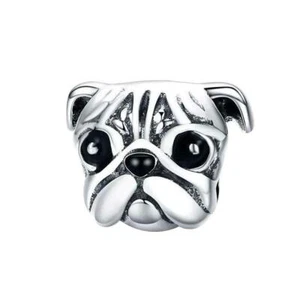 Pug Charm 925 Sterling Silver French Bulldog Charm Puppy Pet Animal Charms Gift - Picture 1 of 2