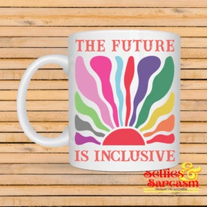 Pride mug and coaster, the future is inclusive, Rainbow gay lesbian, LGBTQ gift - Picture 1 of 5