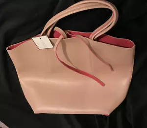 Pink Faux Leather Tote Bag Macy's New Never Used - Picture 1 of 6