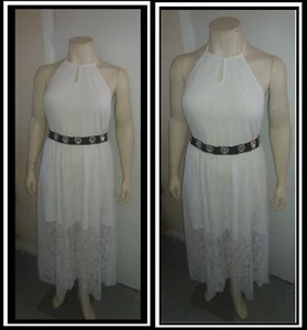 Brand New White Lace Detail Halter neck Midi - Maxi Dress PLUS Size 24 Hen Bride - Picture 1 of 1
