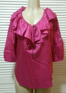 NEW! Lauren Ralph Lauren 3/4-Sleeve Ruffled Silk Blouse Small $149.00 - Picture 1 of 6
