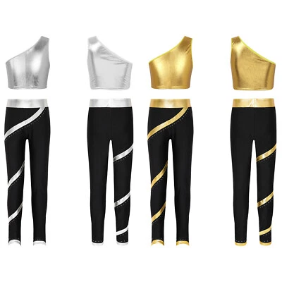Детский девочек наряд укороченный жилет комплект Athletic Dancewear брюки Activewear колготки - Изображение 1 из 4