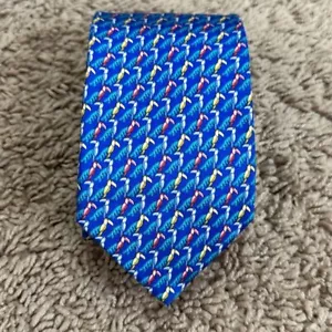 J. McLaughlin Men's Silk Tie with Parrot Print Made In Italy - Picture 1 of 8