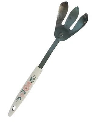 Vtg ACE Salad Server Fork Peach Blossom Pink Flower Stainless Plastic Handle MCM - Image 1 of 4