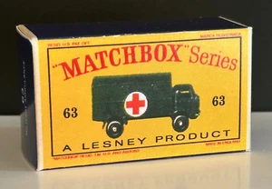 Matchbox Lesney No 63 Military Ambulance Repro Empty Box style D - Picture 1 of 1