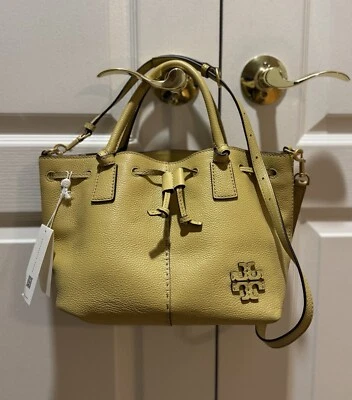 TORY BURCH McGraw Bandolera/Cartera Pequeña con Cordón * Cera de Abejas Amarilla Nueva con Etiquetas $448 Foto 1 de 4