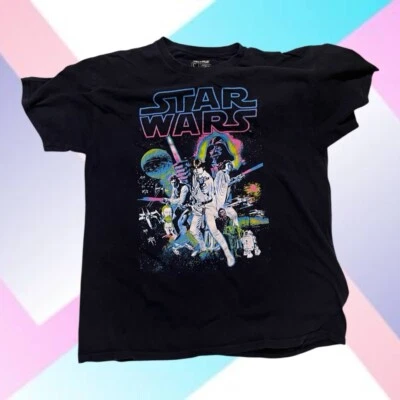 星球大战 New Hope 霓虹 T 恤 Fifth Sun Lucas Film LTD 尺寸 L 二手蓝色 — 第 1/2 张图片