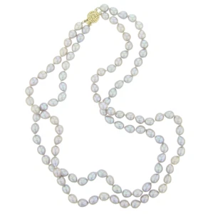 Gray Pearl Necklace 20-21" w/ 14kt Gold Filled Clasp - Double Strand - Picture 1 of 9