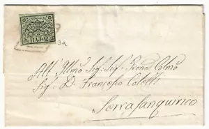 1852 Antichi Stati Pontificio - Piego con 2 baj. verde giallastro I emissione - Bild 1 von 2