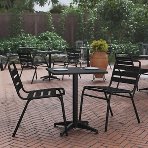 Mellie 23.5'' Black Square Metal Indoor-Outdoor Table with Base - Picture 1 of 13