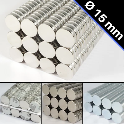 MAGNET-KAUF Neodym Magnete N52 D 15mm Scheibenmagnet Runde Neodym-Magnet Scheibe Rund Flach