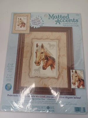 Vtg Dimensions Counted Cross Stitch Kit 8 x 10" #6889 Horses Farm County New - Image 1 of 4