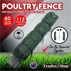 POULTRY NETTING PREMIUM ELECTRIC FENCE 60m X 112cm CHICKEN FENCING +S - Picture 1 of 9