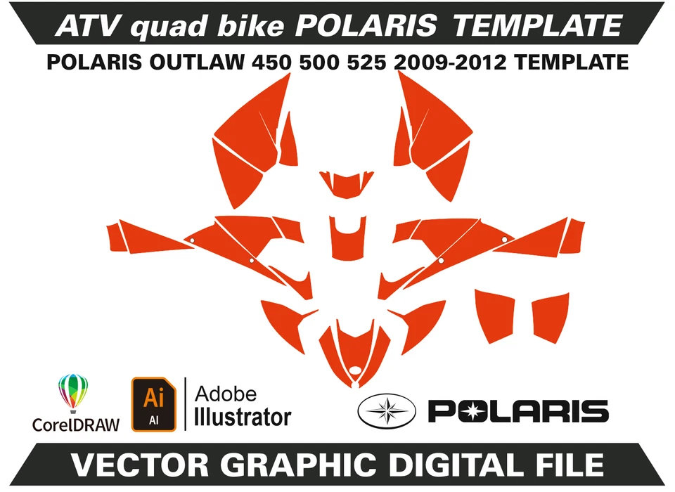 Polaris Outlaw 450 500 525 2009-2012 template Vector format AI CDR EPS A76 - Image 1 of 1