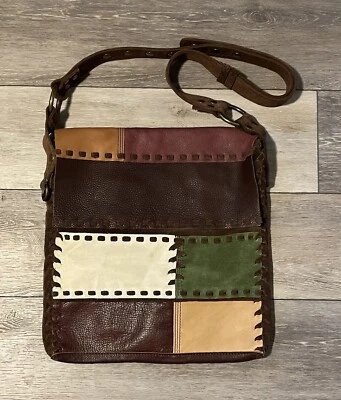 Bolso de Hombro Boho Raro Lucky Brand De Colección Inspirado en Cuero Retazos Foto 1 de 4
