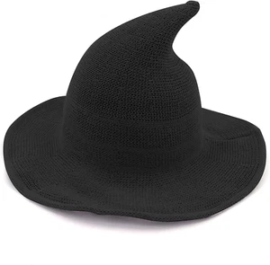 Women Halloween Witch Hat Wool Knitted Cap for Party Masquerade Cosplay Costume  - Picture 1 of 12